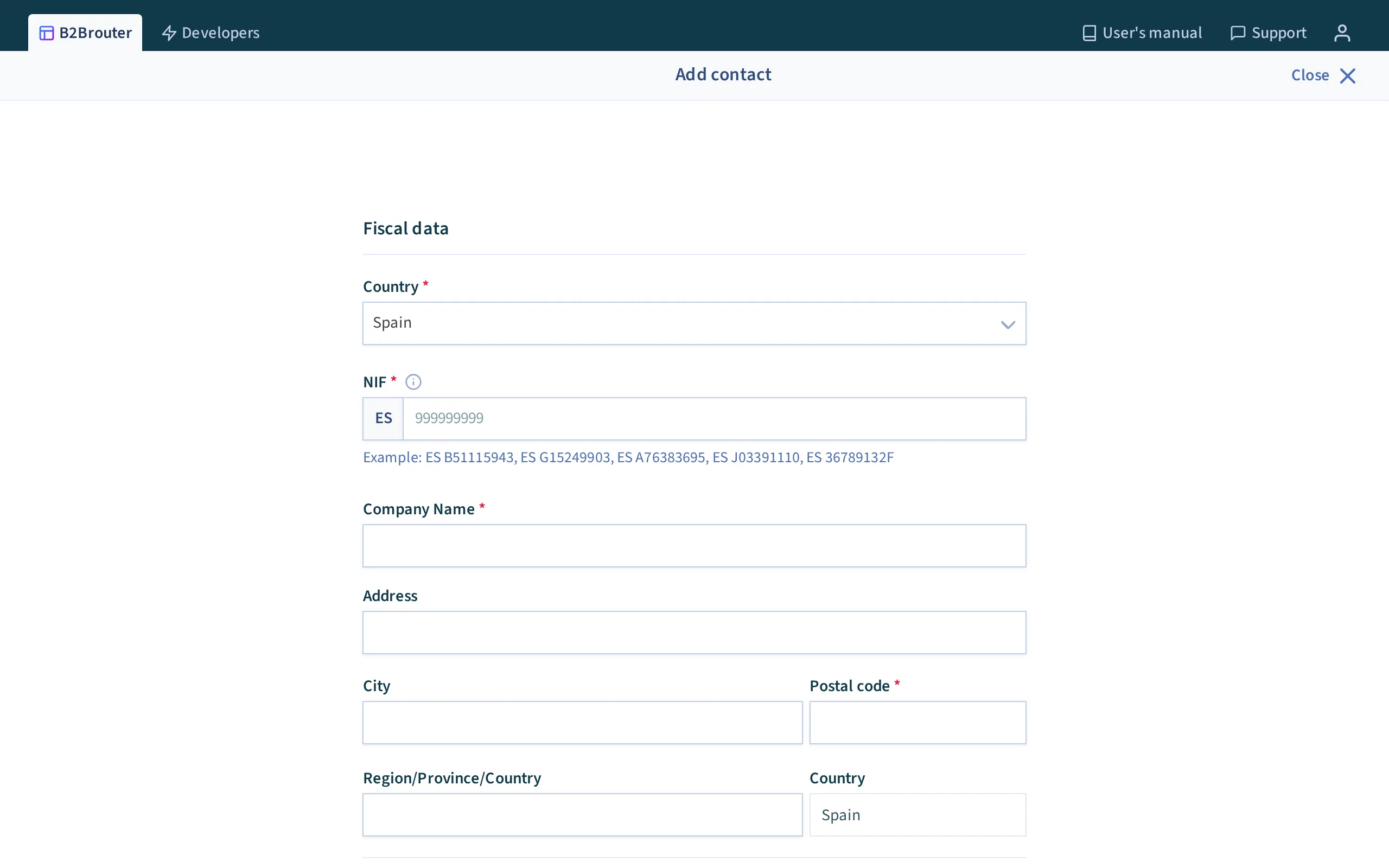 The identification step when creating a contact