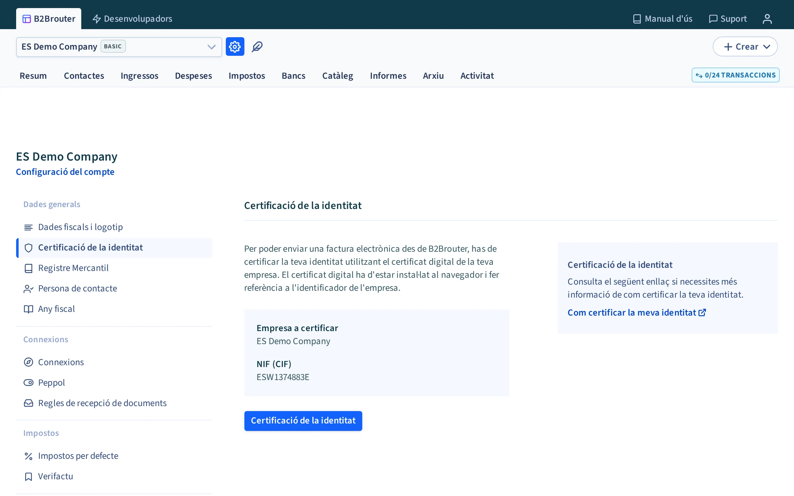 La secció de Certificació de la identitat